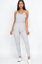 [$3/piece] Solid Spaghetti Strap Elastic Waist Jumpsuit