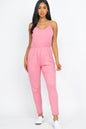 [$3/piece] Solid Spaghetti Strap Elastic Waist Jumpsuit