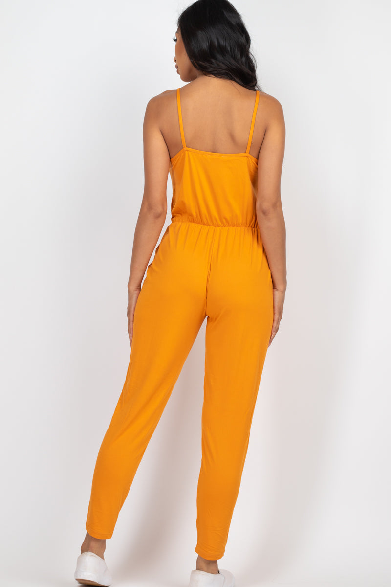 [$3/piece] Solid Spaghetti Strap Elastic Waist Jumpsuit