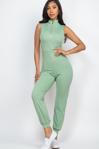 Sleeveless Zip Front Jumpsuit - Capella Apparel Wholesale