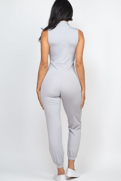 Sleeveless Zip Front Jumpsuit - Capella Apparel Wholesale