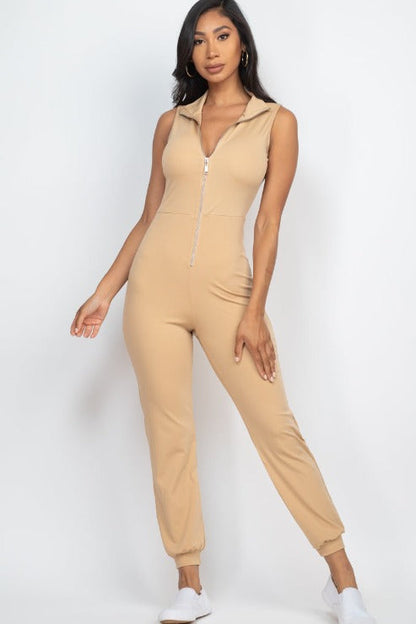 Sleeveless Zip Front Jumpsuit - Capella Apparel Wholesale