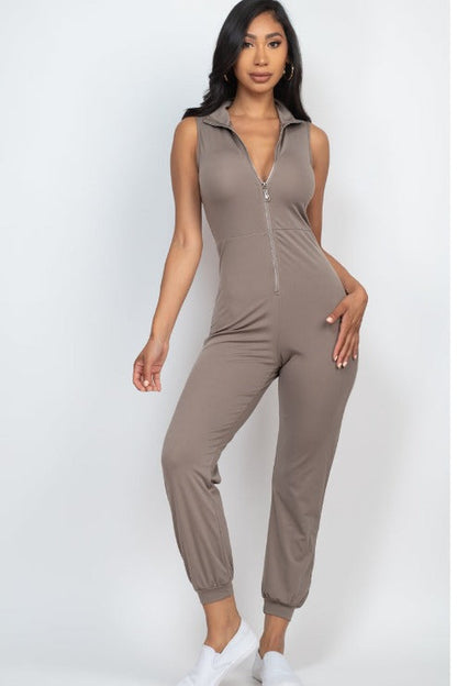 Sleeveless Zip Front Jumpsuit - Capella Apparel Wholesale