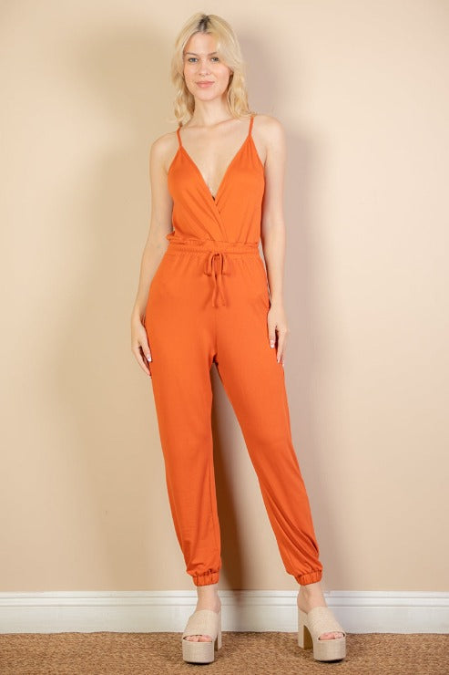 Sleeveless Tie Waist Jumpsuit - Capella Apparel