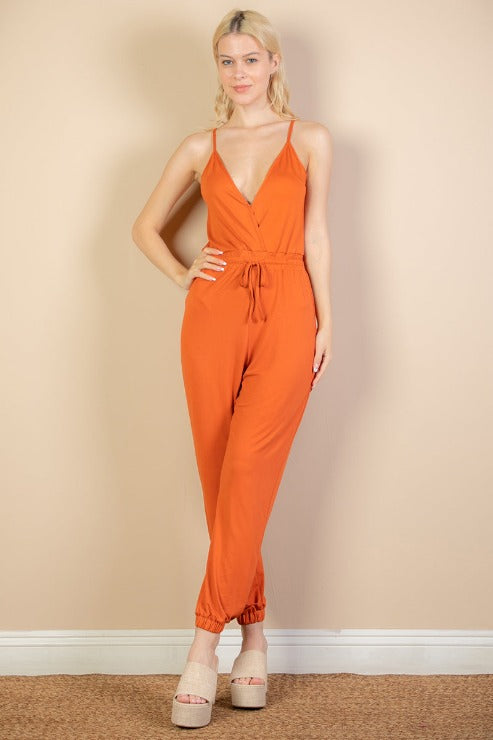 Sleeveless Tie Waist Jumpsuit - Capella Apparel