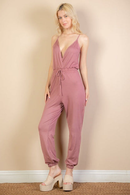 Sleeveless Tie Waist Jumpsuit - Capella Apparel