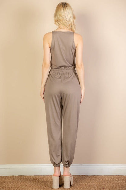 Sleeveless Tie Waist Jumpsuit - Capella Apparel