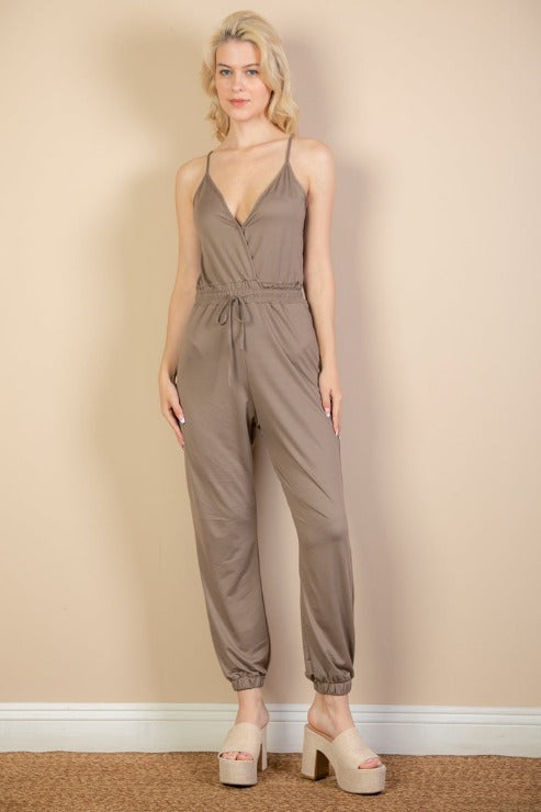 Sleeveless Tie Waist Jumpsuit - Capella Apparel