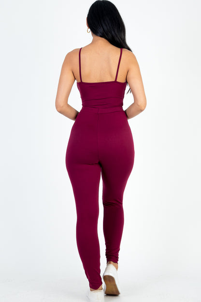 [$3/piece] Solid Tie Front Cut Out Jumpsuit