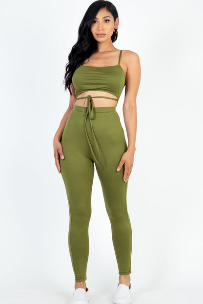 [$3/piece] Solid Tie Front Cut Out Jumpsuit