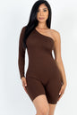 [$3/piece] One Shoulder Solid Color Long Sleeve Romper
