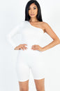 [$3/piece] One Shoulder Solid Color Long Sleeve Romper