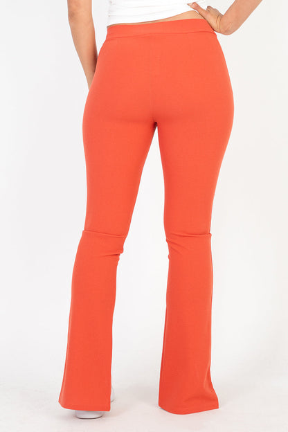 High Waist Slit Hem Slim Pants - Capella Apparel