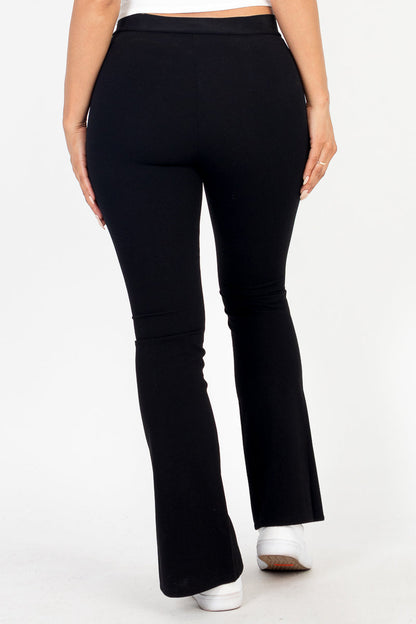 High Waist Slit Hem Slim Pants - Capella Apparel