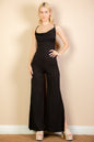 [$4/piece] Ribbed Cowl Neck Backless Split Wide Leg Jumpsuit