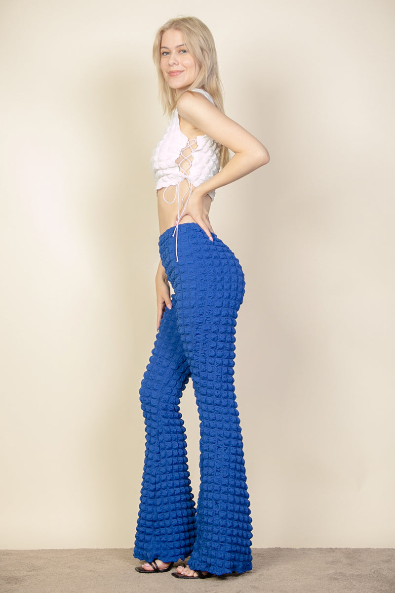 Bubble Fabric Flare Pants - Capella Apparel