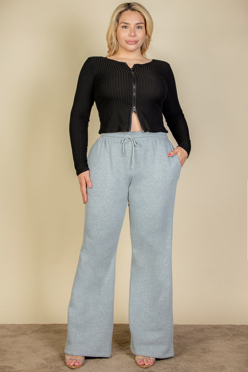 [$6.75/piece] Plus Size Drawstring Waist Slant Pocket Sweatpants