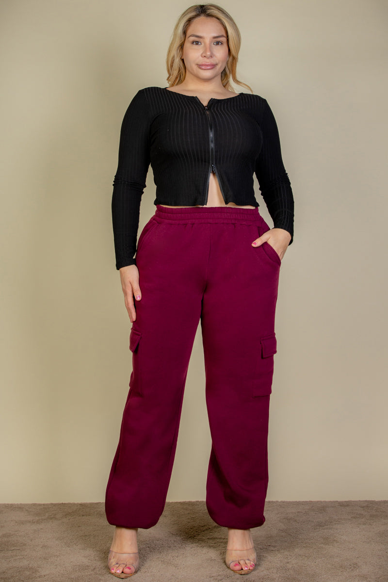 [$6.75/piece] Plus Size Side Pocket Drawstring Waist Sweatpants