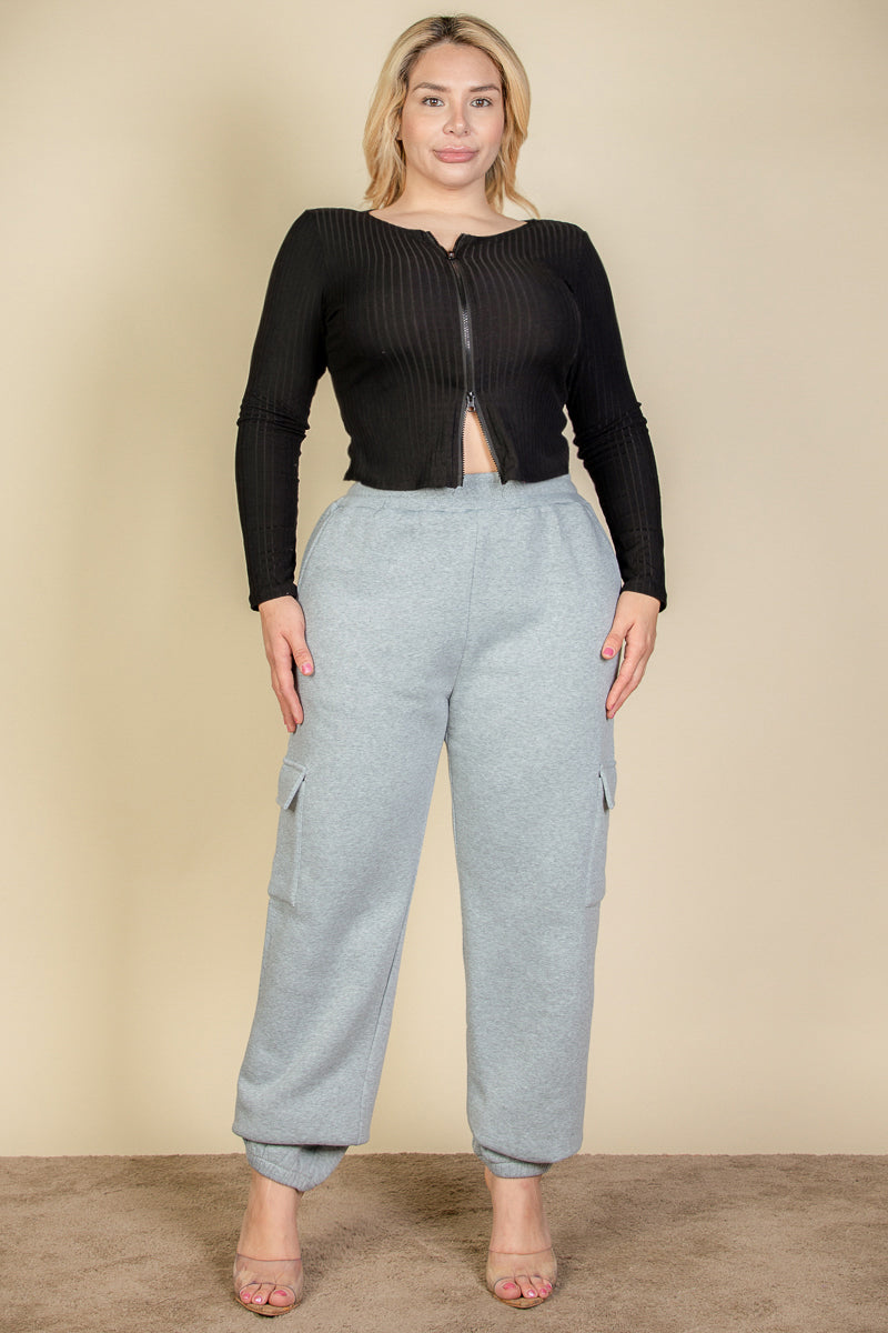 [$6.75/piece] Plus Size Side Pocket Drawstring Waist Sweatpants