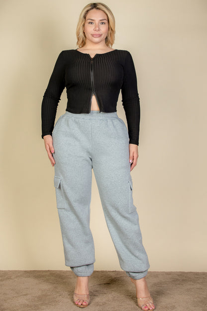 [$6.75/piece] Plus Size Side Pocket Drawstring Waist Sweatpants