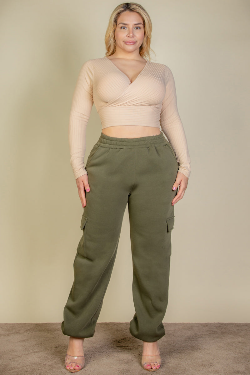 [$6.75/piece] Plus Size Side Pocket Drawstring Waist Sweatpants