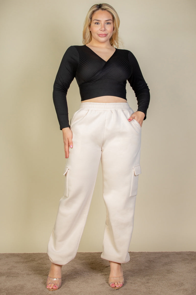 [$6.75/piece] Plus Size Side Pocket Drawstring Waist Sweatpants