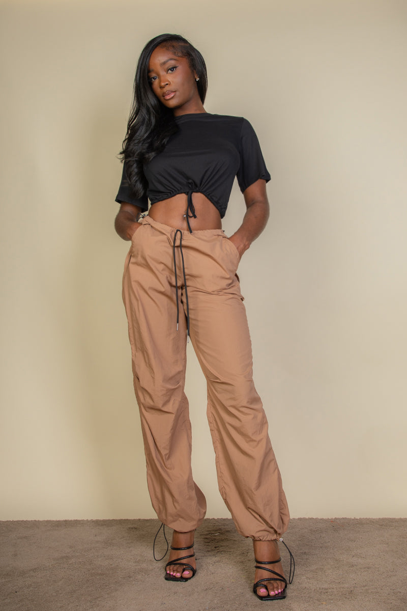 [$4/piece] Drawstring Waist Parachute Pants