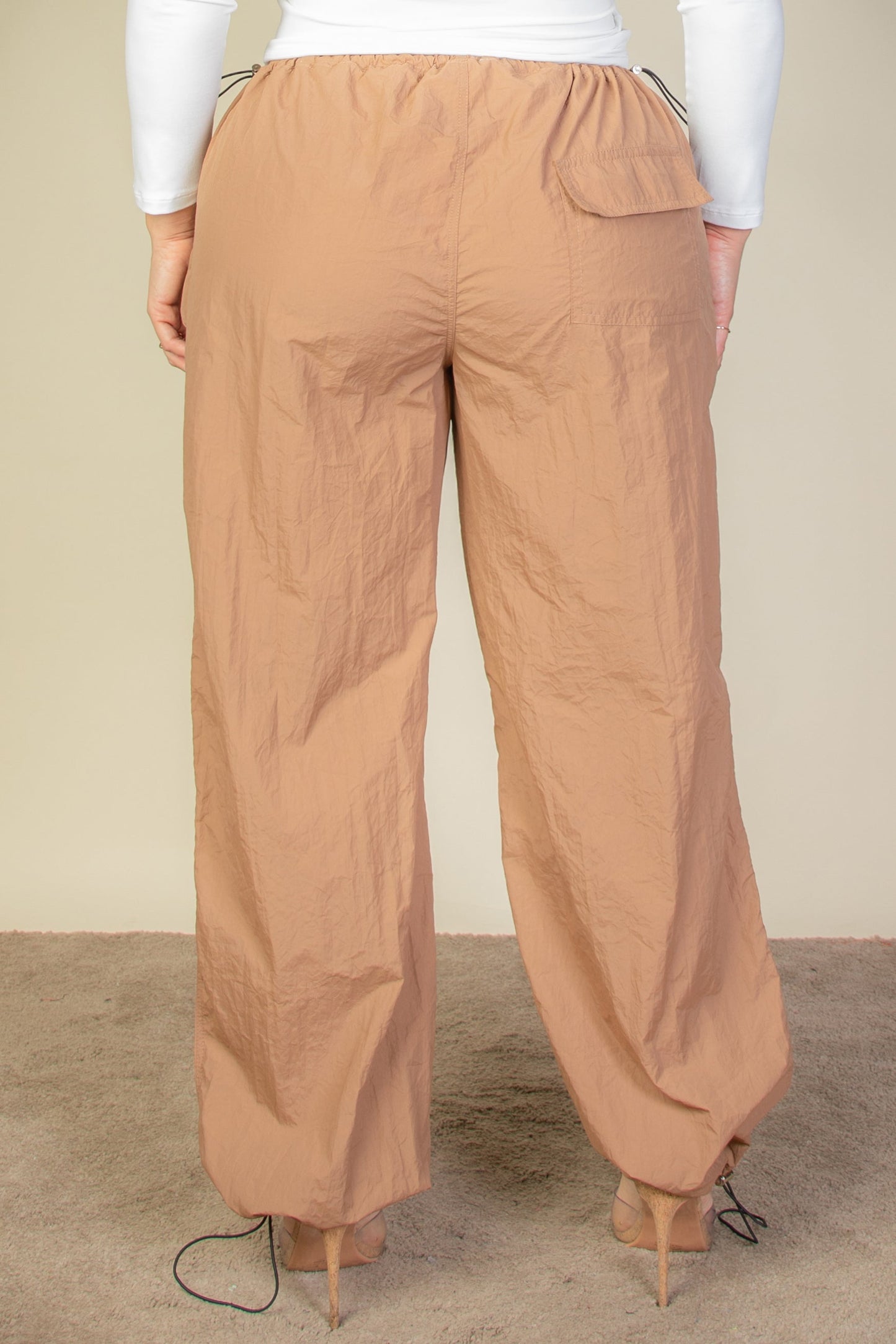 Plus Size Drawstring Waist Parachute Pants - Capella Apparel