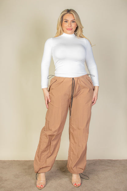 Plus Size Drawstring Waist Parachute Pants - Capella Apparel