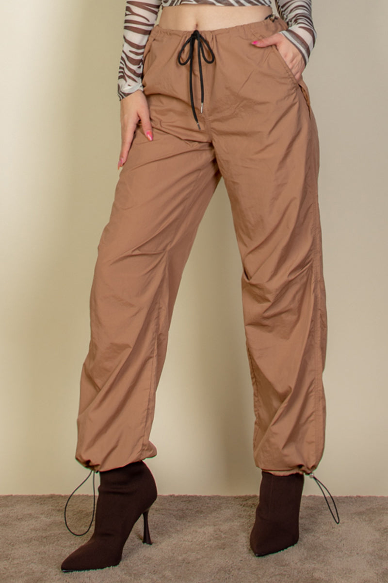 Drawstring Waist Parachute Pants - Capella Apparel