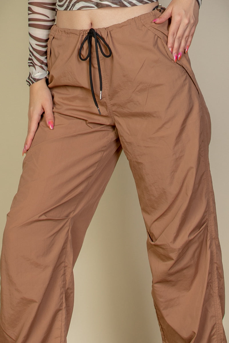 Drawstring Waist Parachute Pants - Capella Apparel