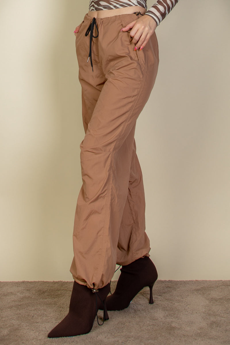 Drawstring Waist Parachute Pants - Capella Apparel