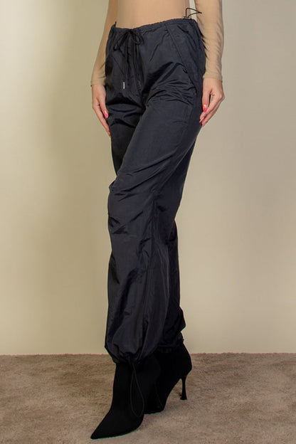 Drawstring Waist Parachute Pants - Capella Apparel