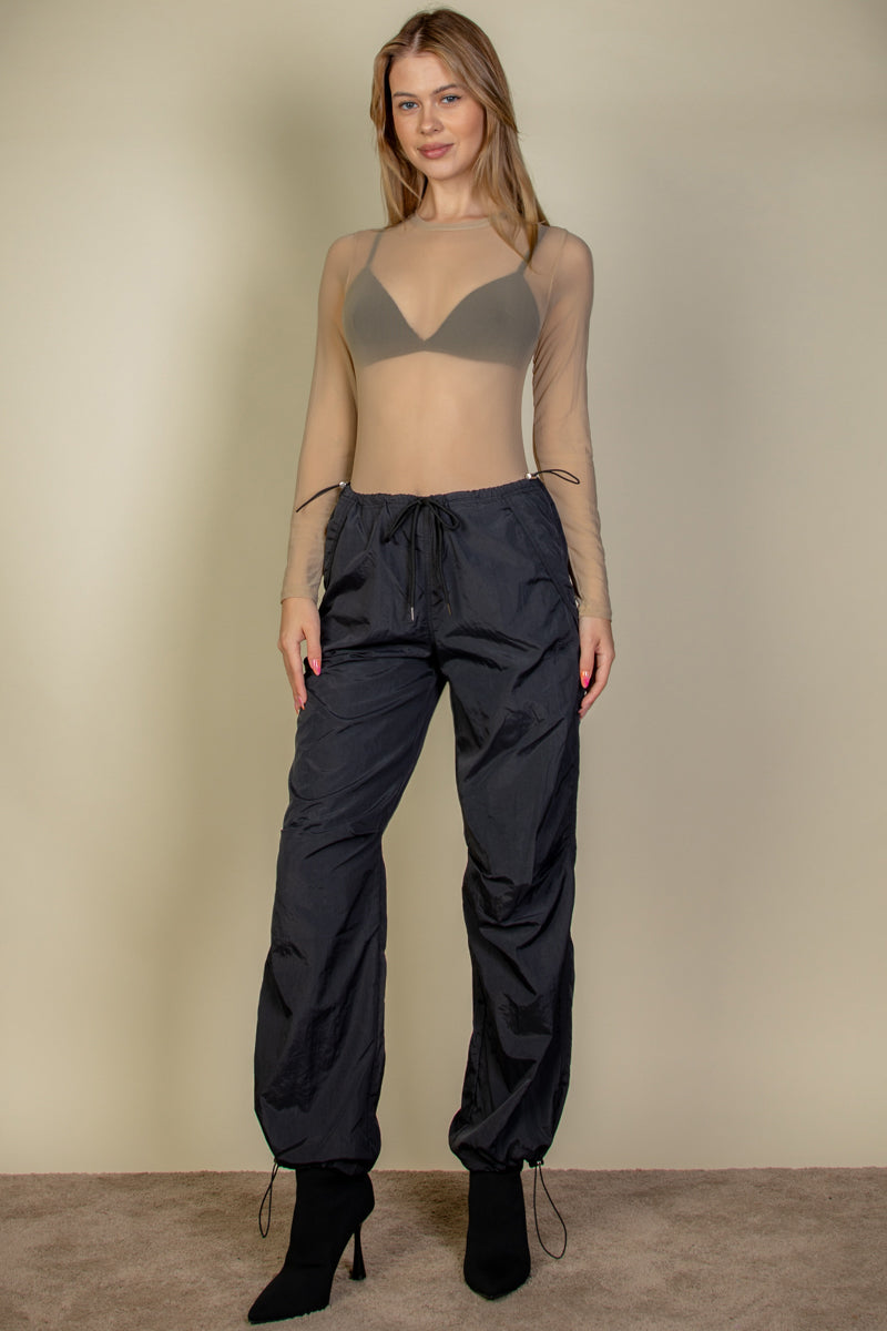 Drawstring Waist Parachute Pants - Capella Apparel