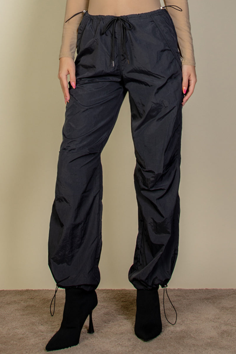 Drawstring Waist Parachute Pants - Capella Apparel