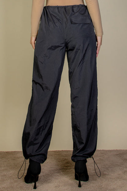 Drawstring Waist Parachute Pants - Capella Apparel