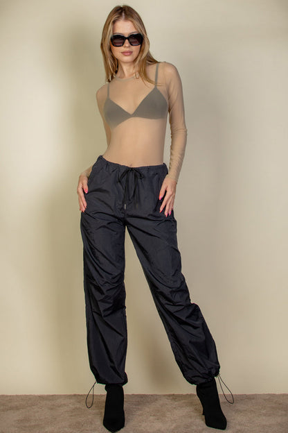 Drawstring Waist Parachute Pants - Capella Apparel