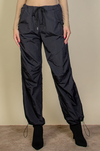 Drawstring Waist Parachute Pants - Capella Apparel