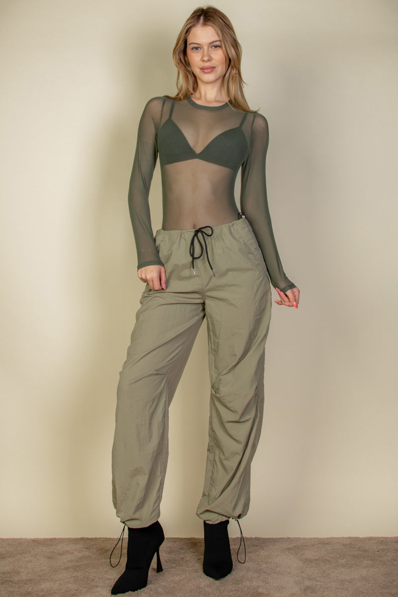 Drawstring Waist Parachute Pants - Capella Apparel