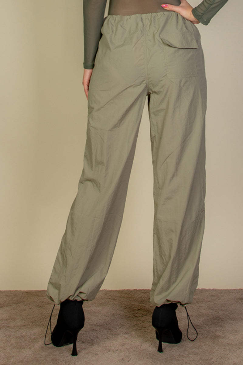 Drawstring Waist Parachute Pants - Capella Apparel