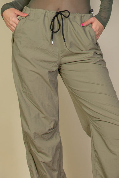 Drawstring Waist Parachute Pants - Capella Apparel