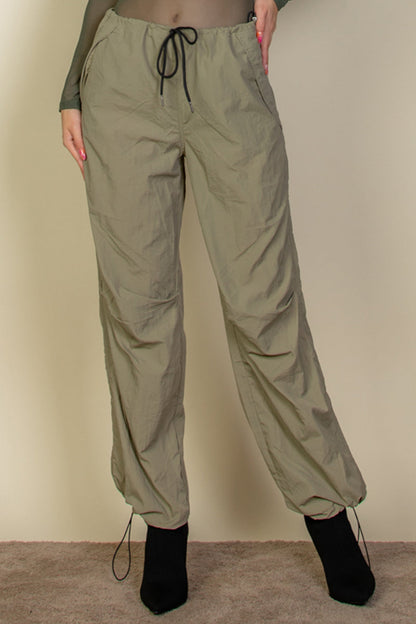 Drawstring Waist Parachute Pants - Capella Apparel