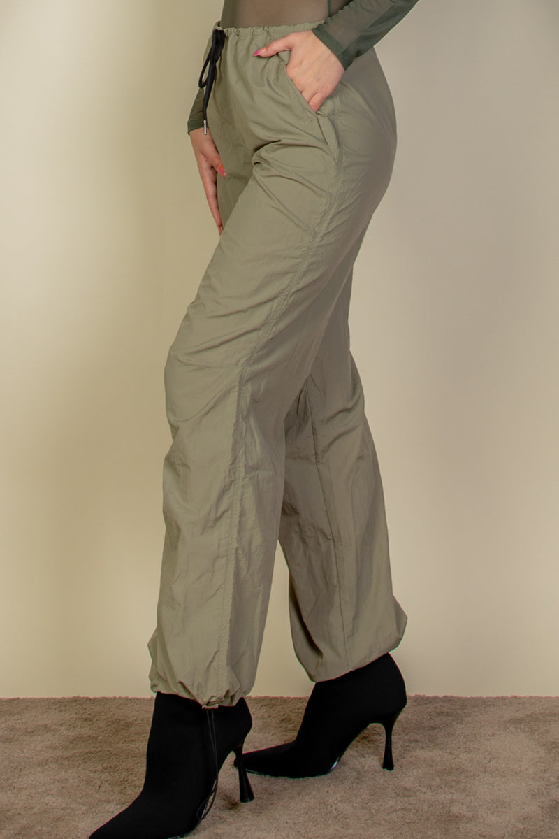 Drawstring Waist Parachute Pants - Capella Apparel