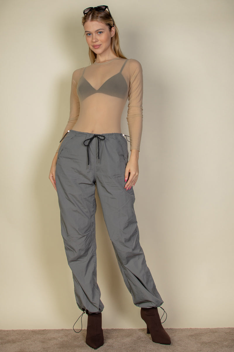 Drawstring Waist Parachute Pants - Capella Apparel