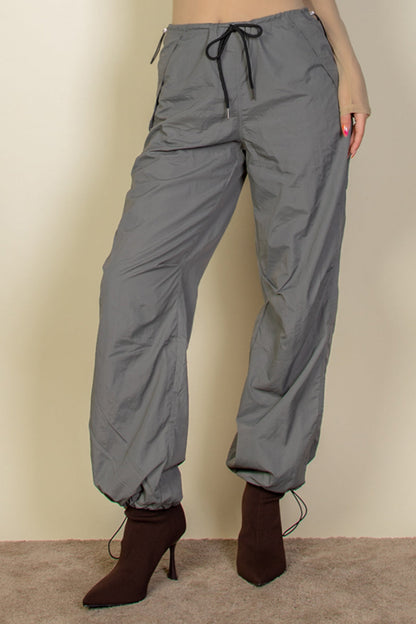 Drawstring Waist Parachute Pants - Capella Apparel