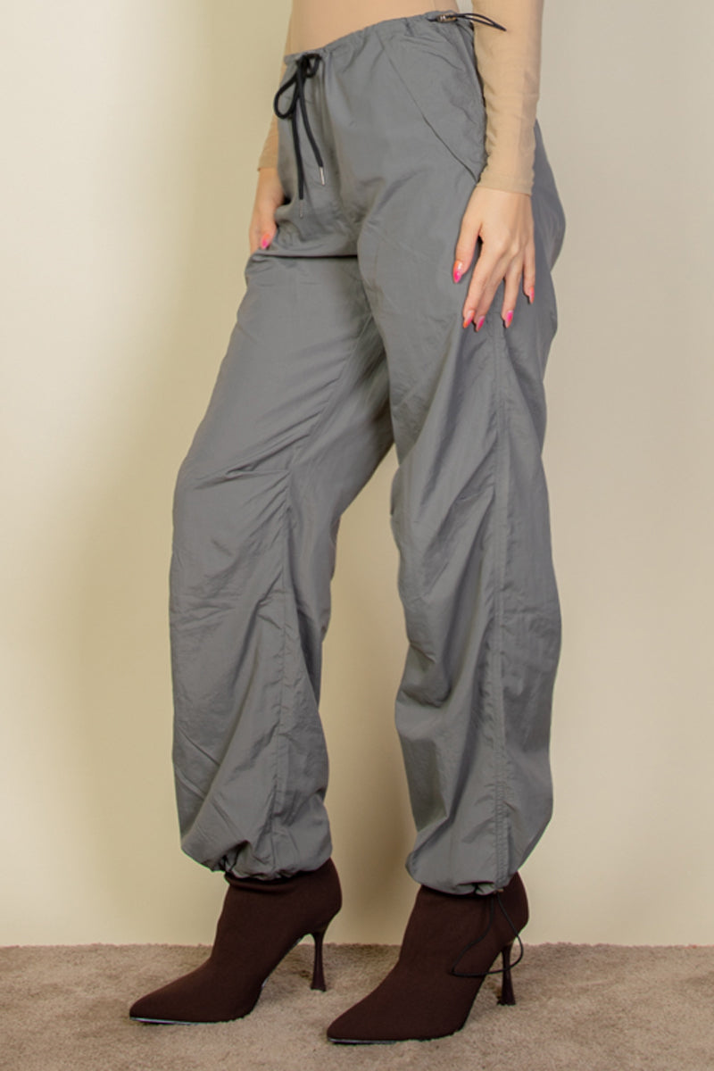 Drawstring Waist Parachute Pants - Capella Apparel