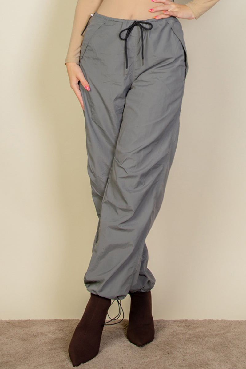 Drawstring Waist Parachute Pants - Capella Apparel