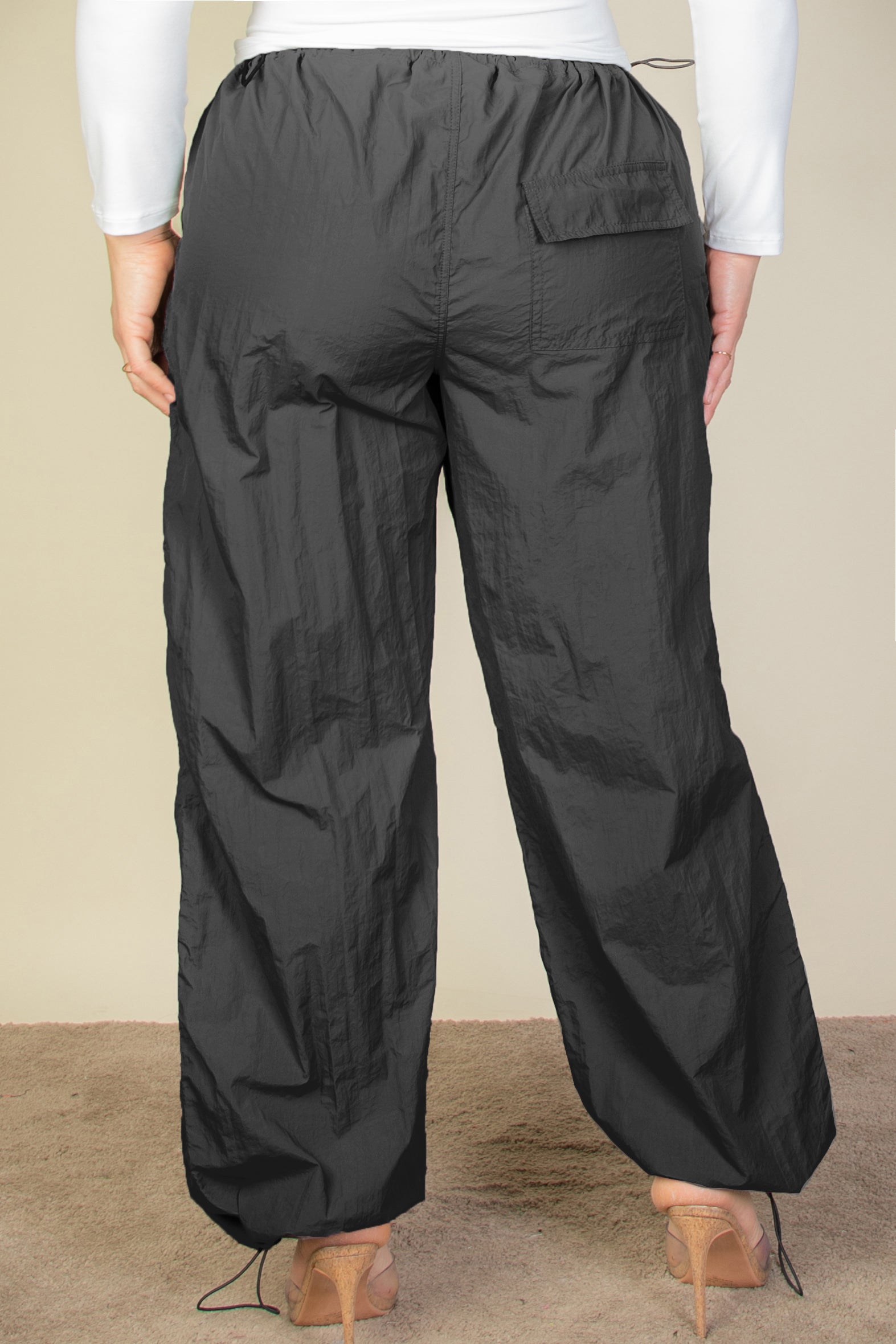 Plus Size Drawstring Waist Parachute Pants - Capella Apparel