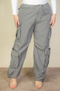 Plus Size Flap Pockets Drawstring Ruched Parachute Pants - Capella Apparel