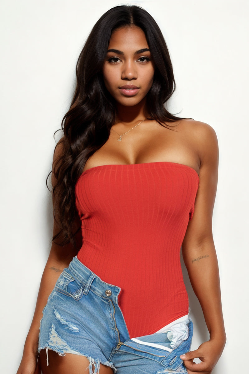 [$2/piece] Tube Top Ribbed Bodysuit